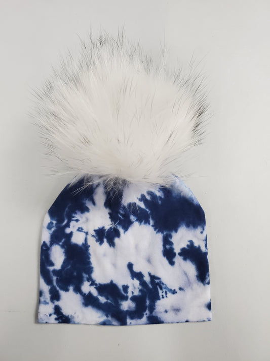 Tiedye Navy Cotton Pompom Hats