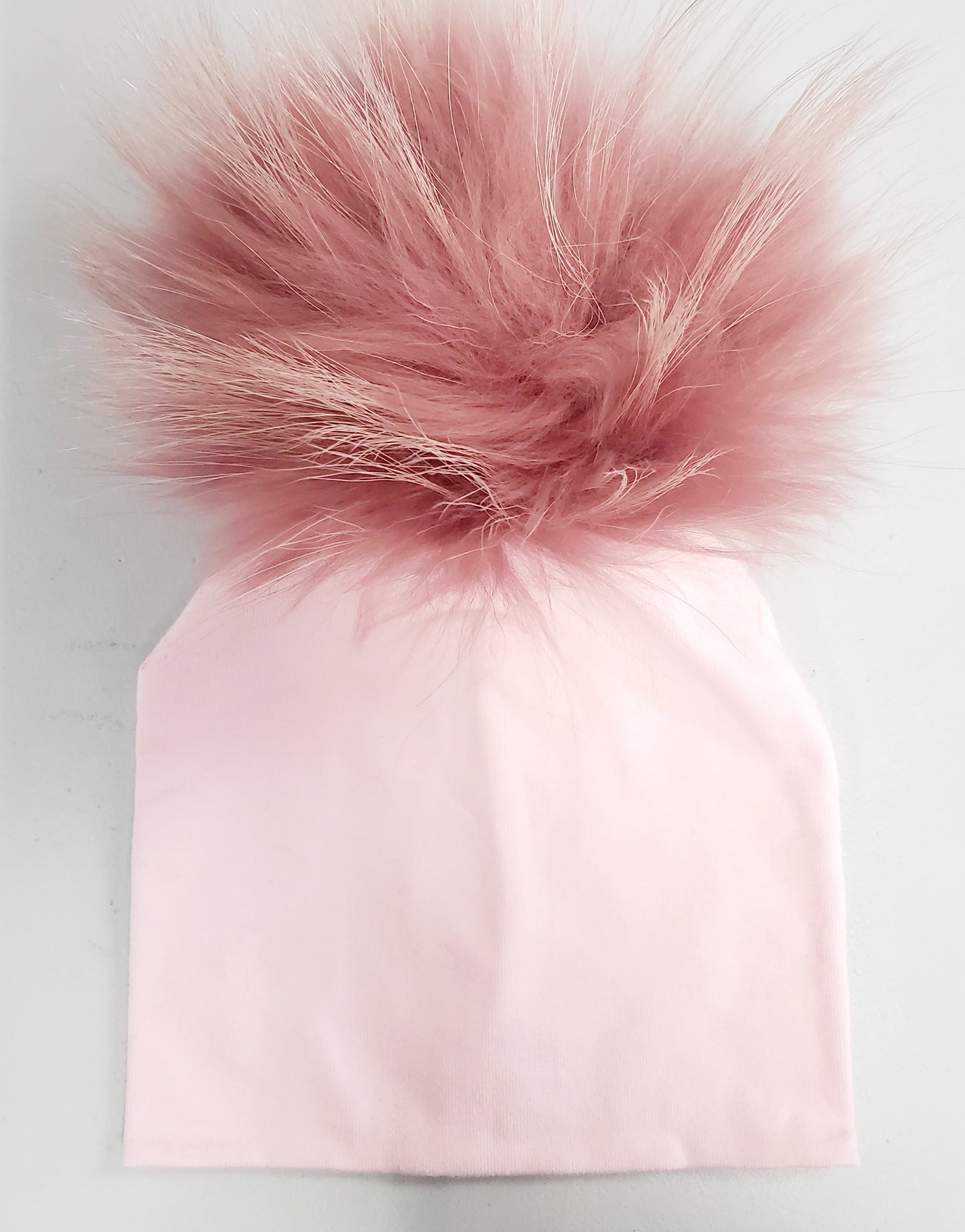 Pom Cotton Hat- Pink Woodrose - 0-4 Months