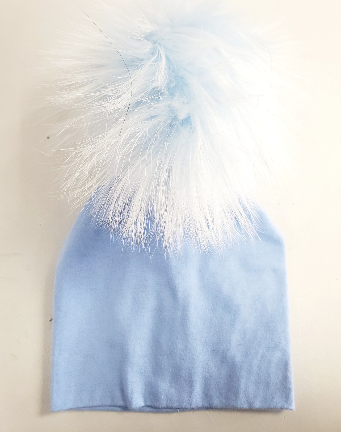 Pom Cotton Hat- Blue/Baby Blue - 0-4 Months