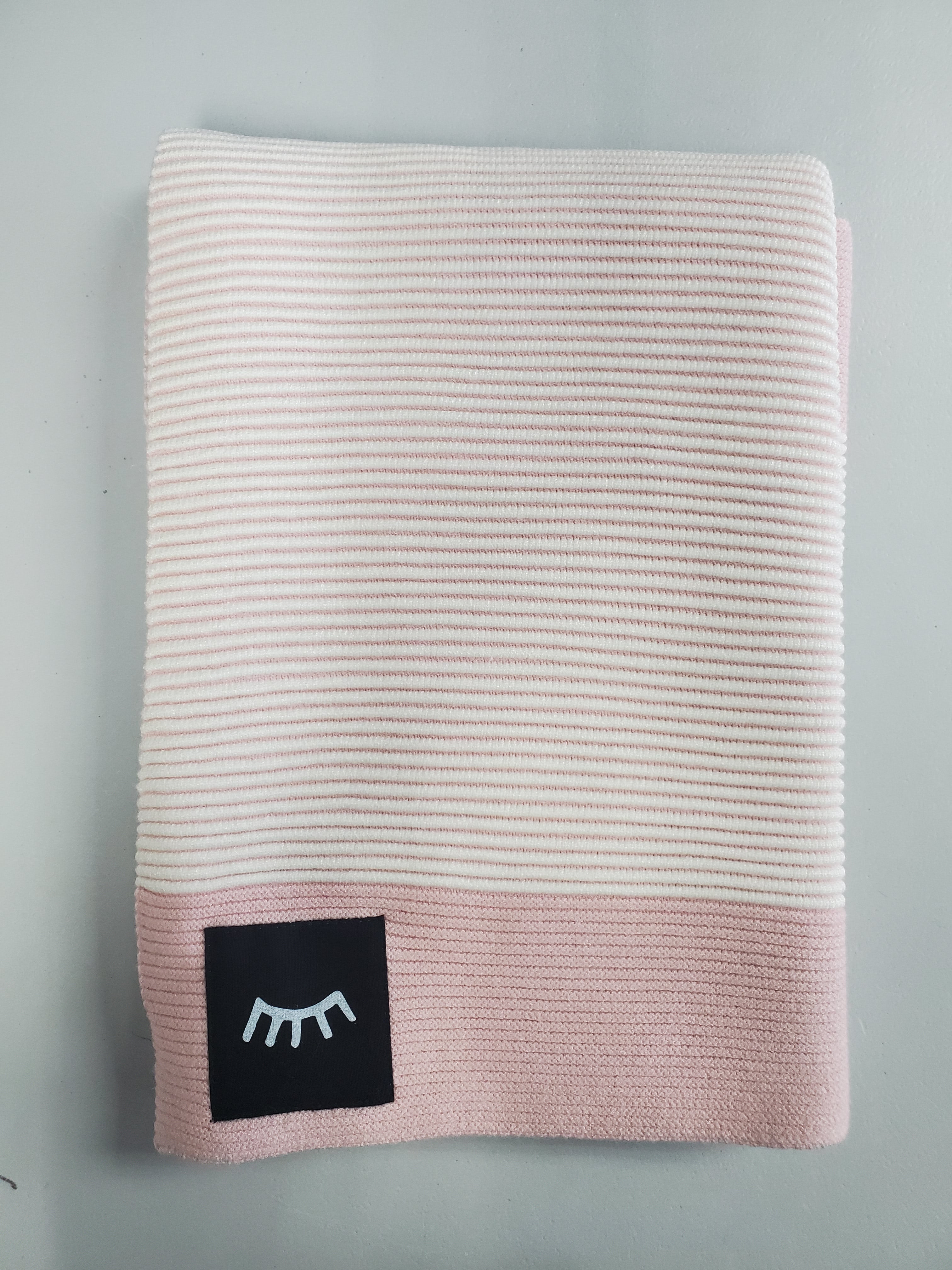NEW! Stripes Mauve Cotton Knit Blanket 40"x40"