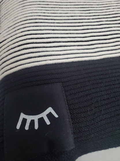 Stripes Black Cotton Knit Blanket 40"x40"