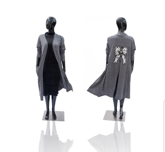 "Bows All Day"  Grey Long Duster in Grey | RTW