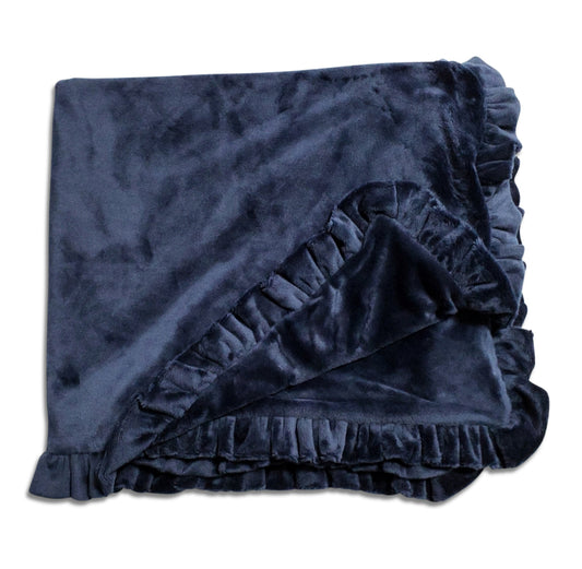 Ruffle Navy Minky Blanket